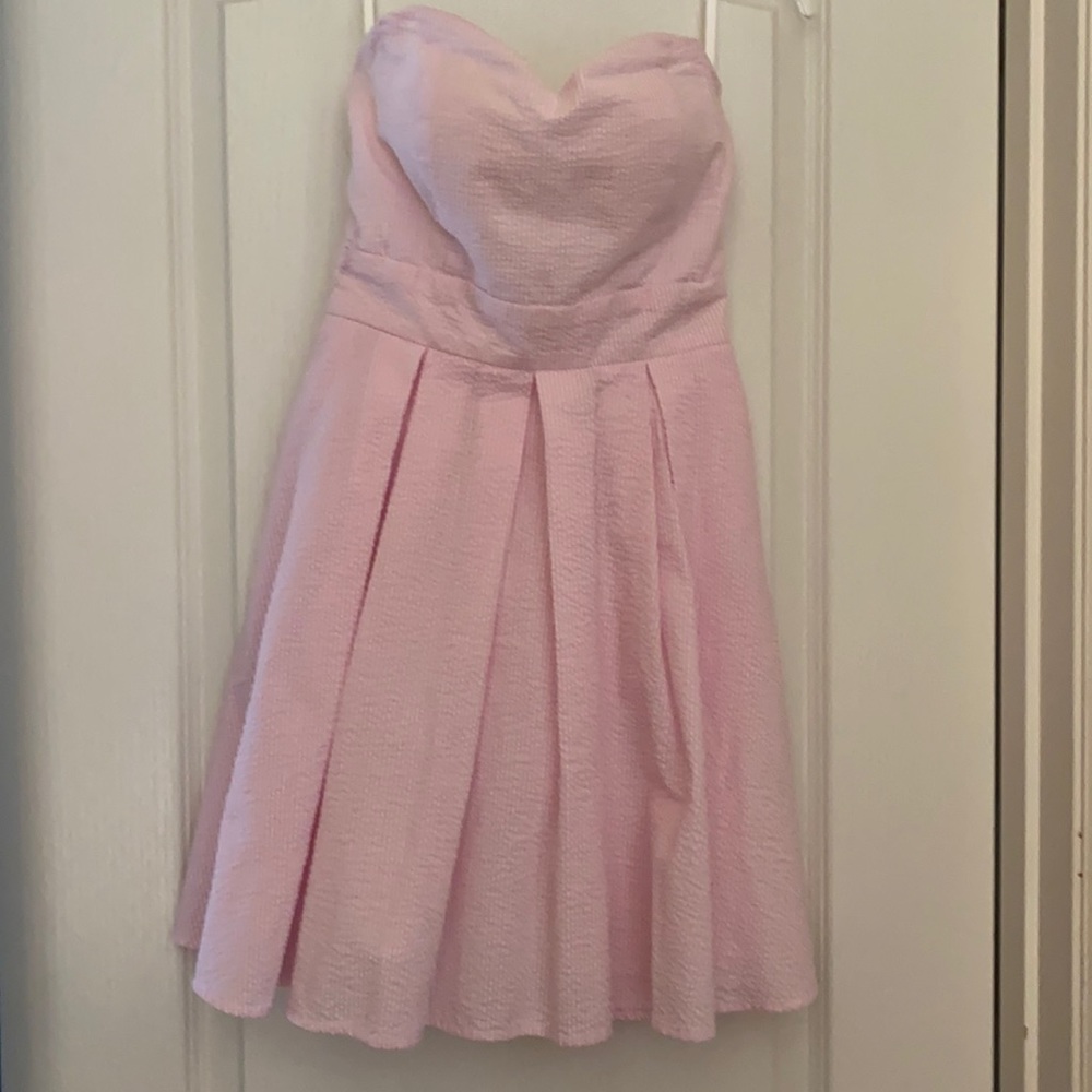 Lauren James Pink Seersucker Dress, Size Small